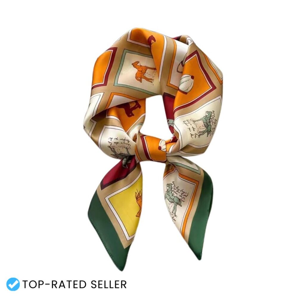 Silk Feeling Square Scarf Elegant Minimal Chic Fashion Accessory Versatile Wear